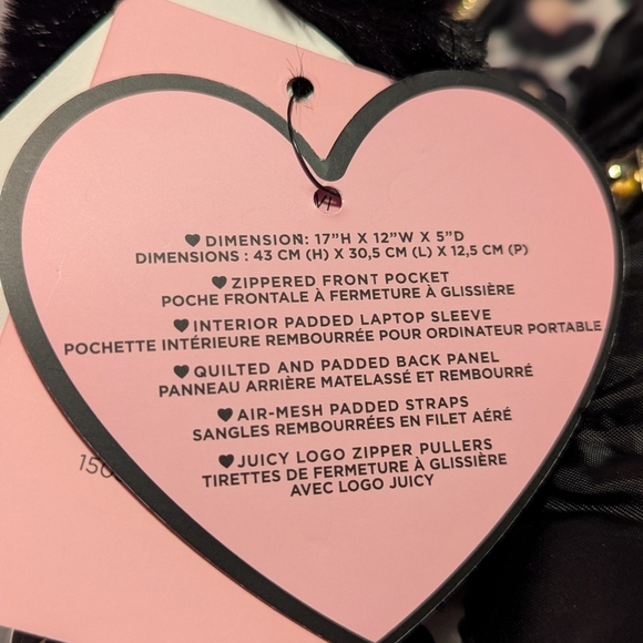 Juicy Couture Kids Leopard Print Gold Sequins Backpack/Knapsack/Carry Handle Bag - Picture 4 of 16